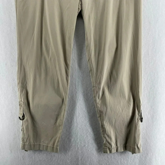Ann Taylor Capri Pants Women's Sz 4P Beige Slash Pockets Cargo Style Lyocell - Picture 7 of 13